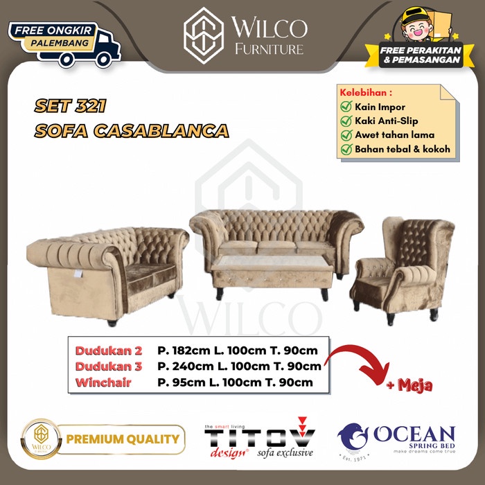 Ocean Sofa Casablanca Set 321 + Meja / Sofa Titov Palembang Murah - 1 Dudukan