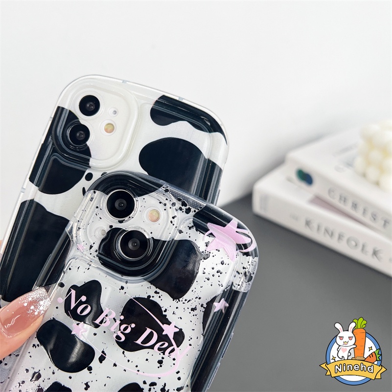 Casing Kompatibel Untuk iPhone14 13 12 11 Pro Max X Xr Xs Max 8 7 6 6s Plus SE 2020 Fashion Hitam Putih Pola Sapi Casing Ponsel Silikon Shockproof Airbag Soft Case Cover Pelindung
