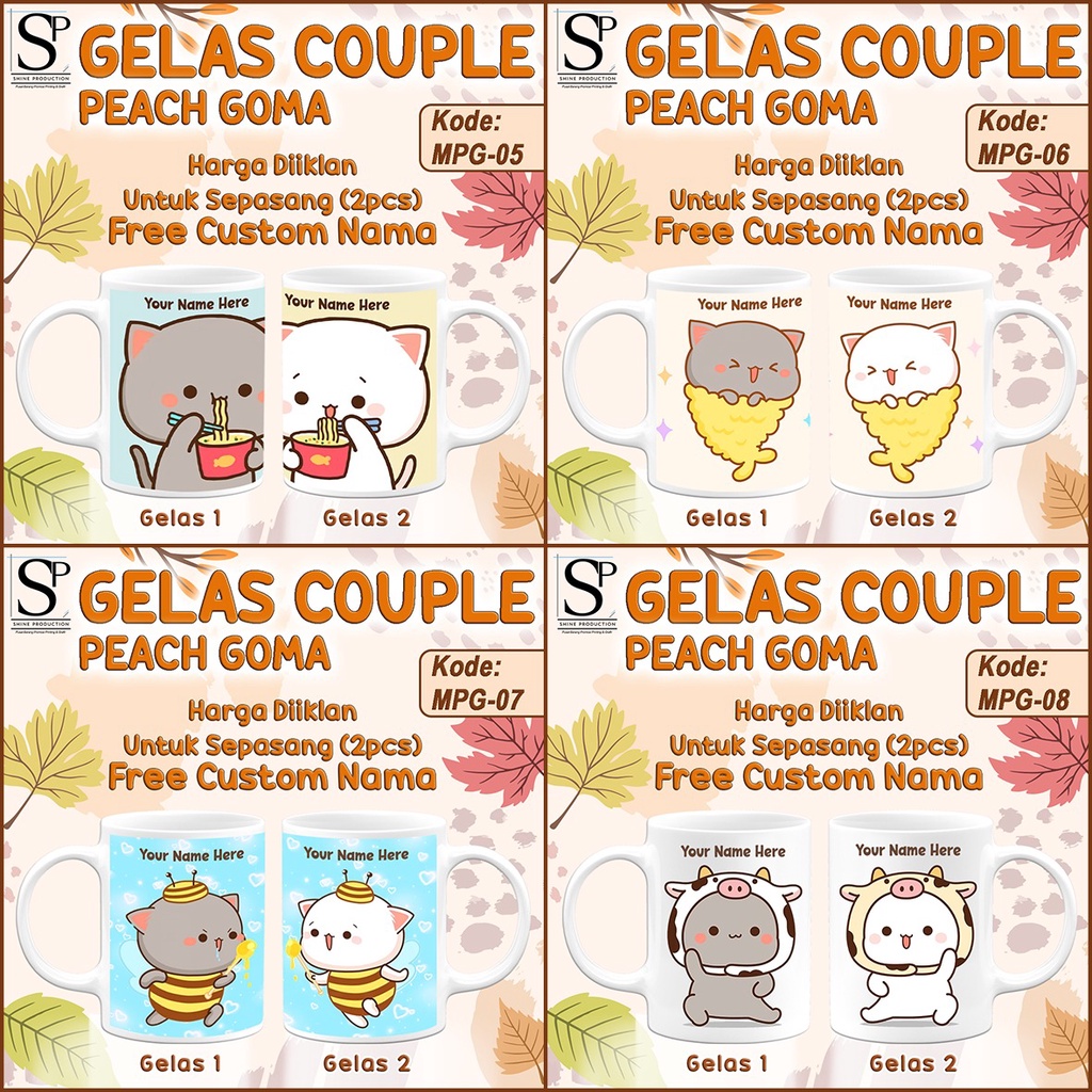 Mug Gelas Peach Goma Edisi Valentine Lucu Bisa Custom Nama