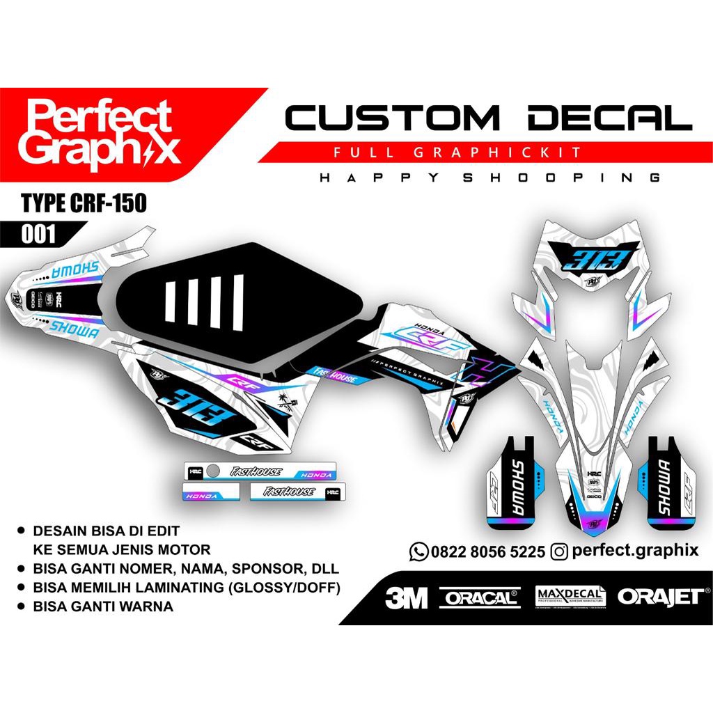 DECAL CRF 150 L DECAL SUPERMOTO DECAL CRF SUPERMOTO KEREN DECAL STICKER STRIPING DECAL FULL BODY CRF