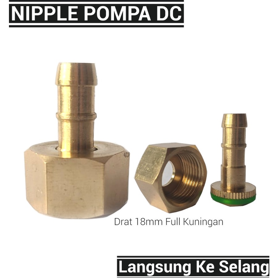 Konektor Pompa DC drat 18mm ke selang 5/16