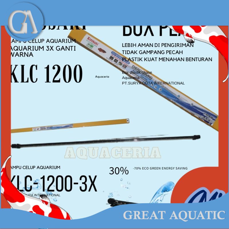 Lampu celup aquarium 1,2 meter KIYOSAKI KLC 1200 3X ganti warna lampu Led aquarium -Plastik BOX