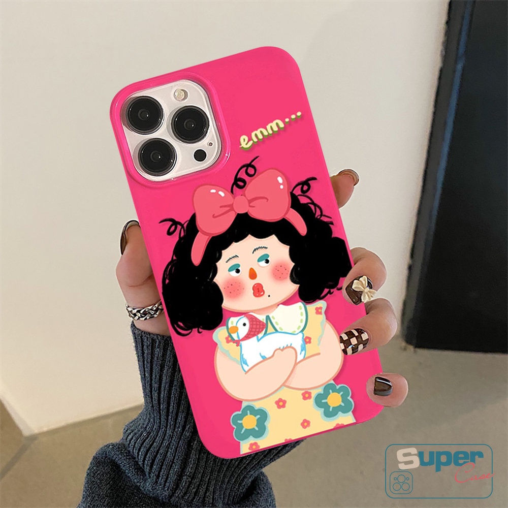 IPHONE Glossy Kartun Permen Lucu Imut Gadis Case Kompatibel Untuk Iphone11 13 14 12 Pro Max XR 7 8 Plus X XS Max SE 2020 Kamera Perlindungan Tahan Guncangan Ros Merah Lembut Tpu Silicon Back Cover
