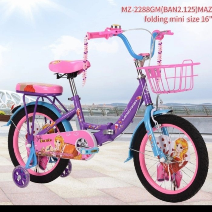 Sepeda Anak Mini Perempuan 18 Inch Mazara Lipat New #Original