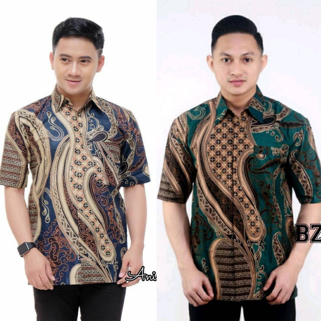 GROSIR BATIK HEM PRIA LENGAN PENDEK MOTIF BANYU MILI BAHAN ADEM &amp; NYAMAN