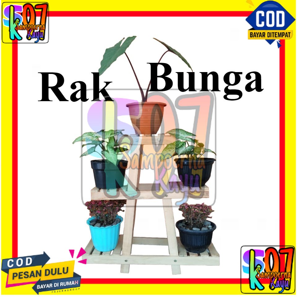 Rak bunga minimalis dari kayu halus murah, tempat pot bunga di luar maupun dalam ruangan