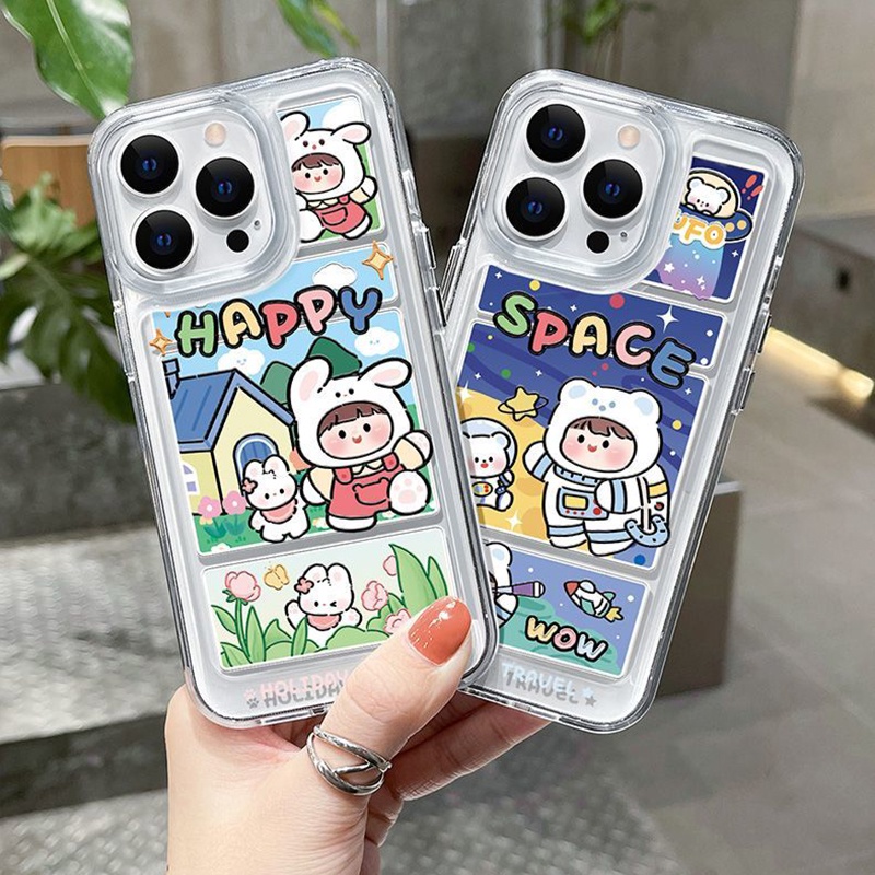 IPHONE Casing Ponsel Transparan Astronot Lucu Kompatibel Untuk Iphone14 13 11 12 Pro XS Max Casing XR X8 7 6S Plus Silikon Lembut TPU Shockproof Cover