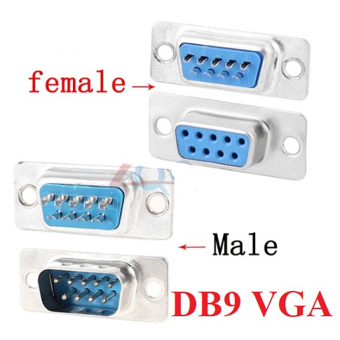 DB9 DB 9 DB-9 RS232 Male Female 9 pin Connector VGA Socket Adapter Interface 2 baris