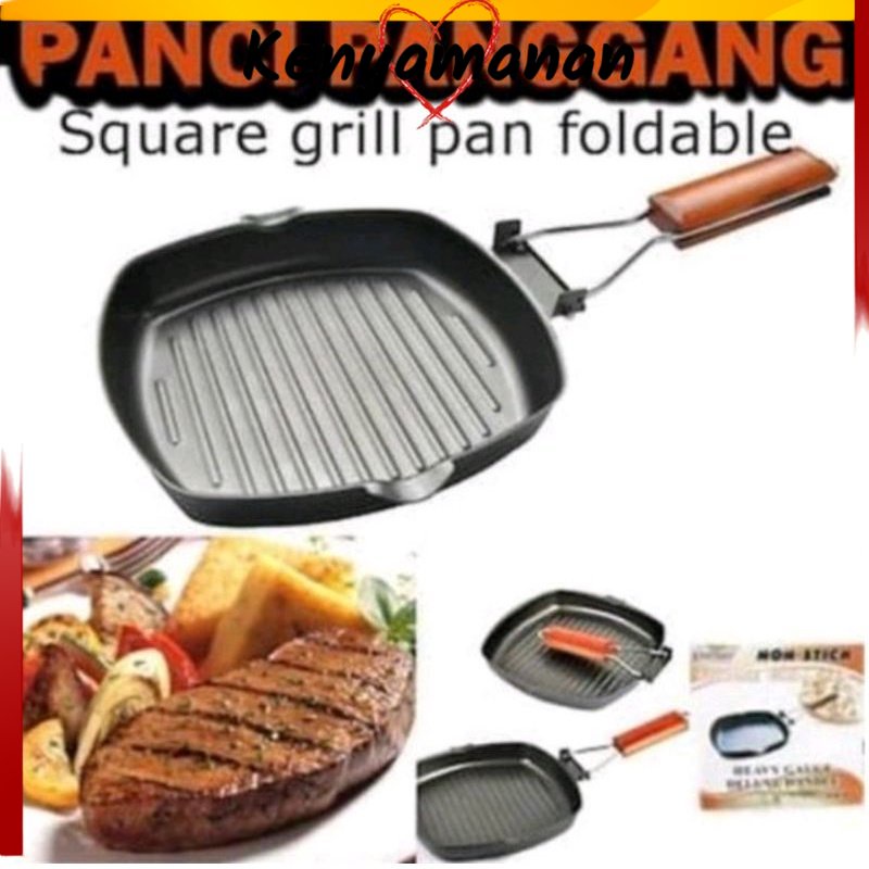 COD 500GR SQUARE GRILL PAN PANGGANGAN LIPAT / Teplon Panggang