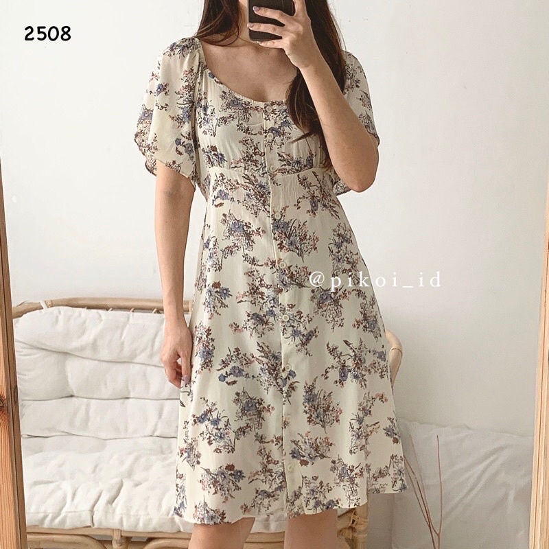 terbaru Diora dress / dress korean style / dress putih adem santai / dress pantai kancing casual