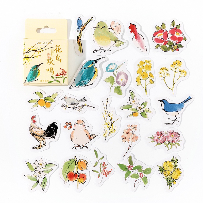46pcs/set Stiker Bunga Gaya Sastra Vintage Diy Bahan Akun Tangan Stiker Dekorasi