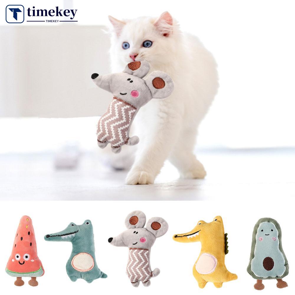 Timekey Kartun Kucing Mainan Lucu Interaktif Mewah Cute Cats Toy Kitten Teeth Gigi Mengunyah Gigit Mainan Mewah Kucing Mewah Bantal Jempol F9S5