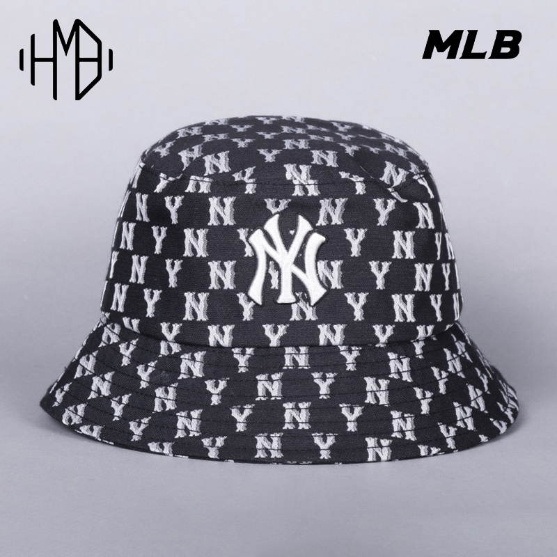 MLB Korea NY Yankees Monogram Classic Bucket Hat Black