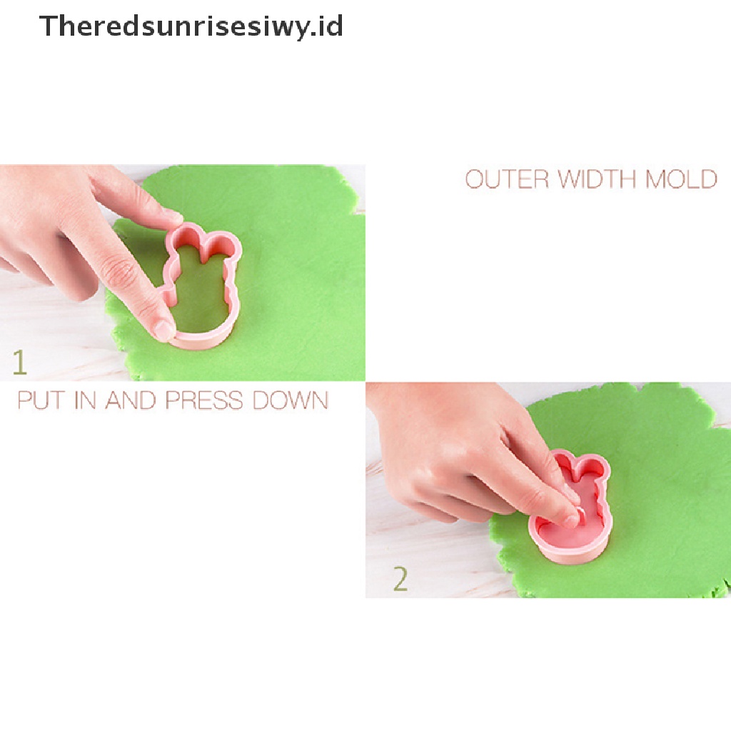 # Baju Lebaran # 6pcs Cetakan Biskuit Kelinci Paskah Plastik Bunny Egg Cookie Cutter Stamp Embosser~