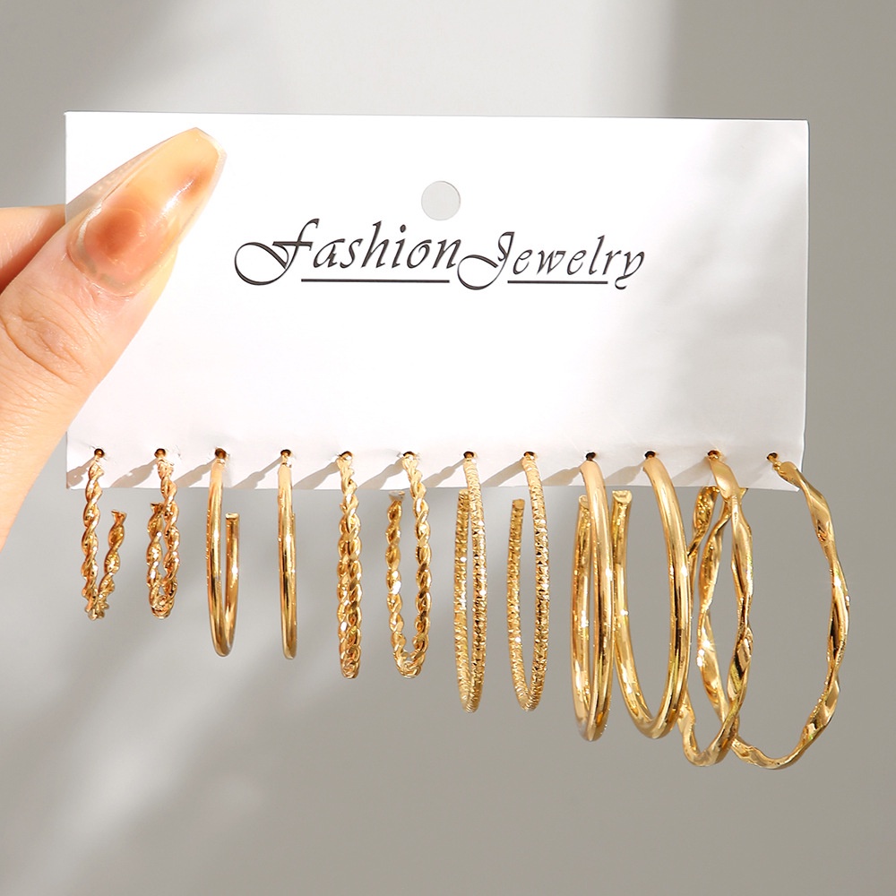 Set Anting Hoop Lingkaran Gaya Sederhana Untuk Wanita Twist Geometris Berbentuk C Menjuntai Earring Perhiasan Aksesoris Hadiah Pesta