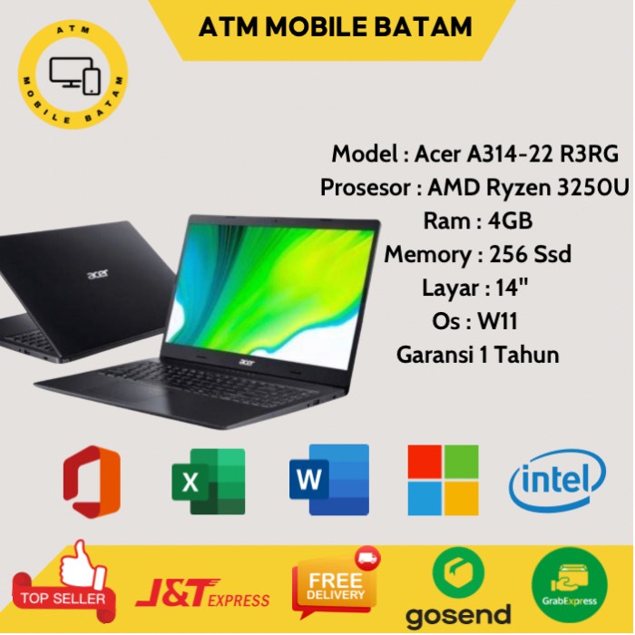 laptop acer a314 22 ryzen 3 3250u - 256 gb