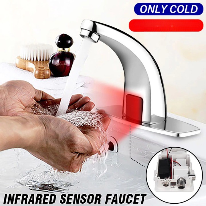 Kran Keran Wastafel cuci tangan Sensor Otomatis otomatik tanpa kontak Wastafel Touchless Bathroom Sink Faucet