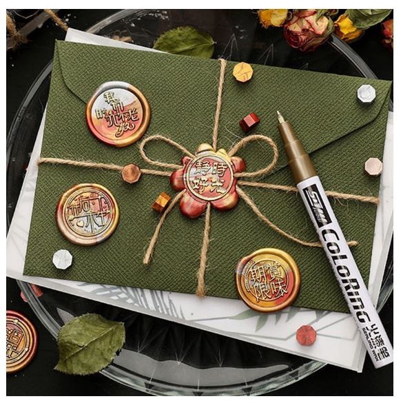 Sealing Wax Alloy Stamp with Wood Handle - Mixed Theme