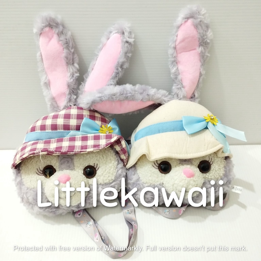 LK/Tas Slempang Boneka Plush Anak Slingbag Fashion Korean Style Stella Rabbit Animal Kelinci Bunny Hat Topi Lucu Soft Cute