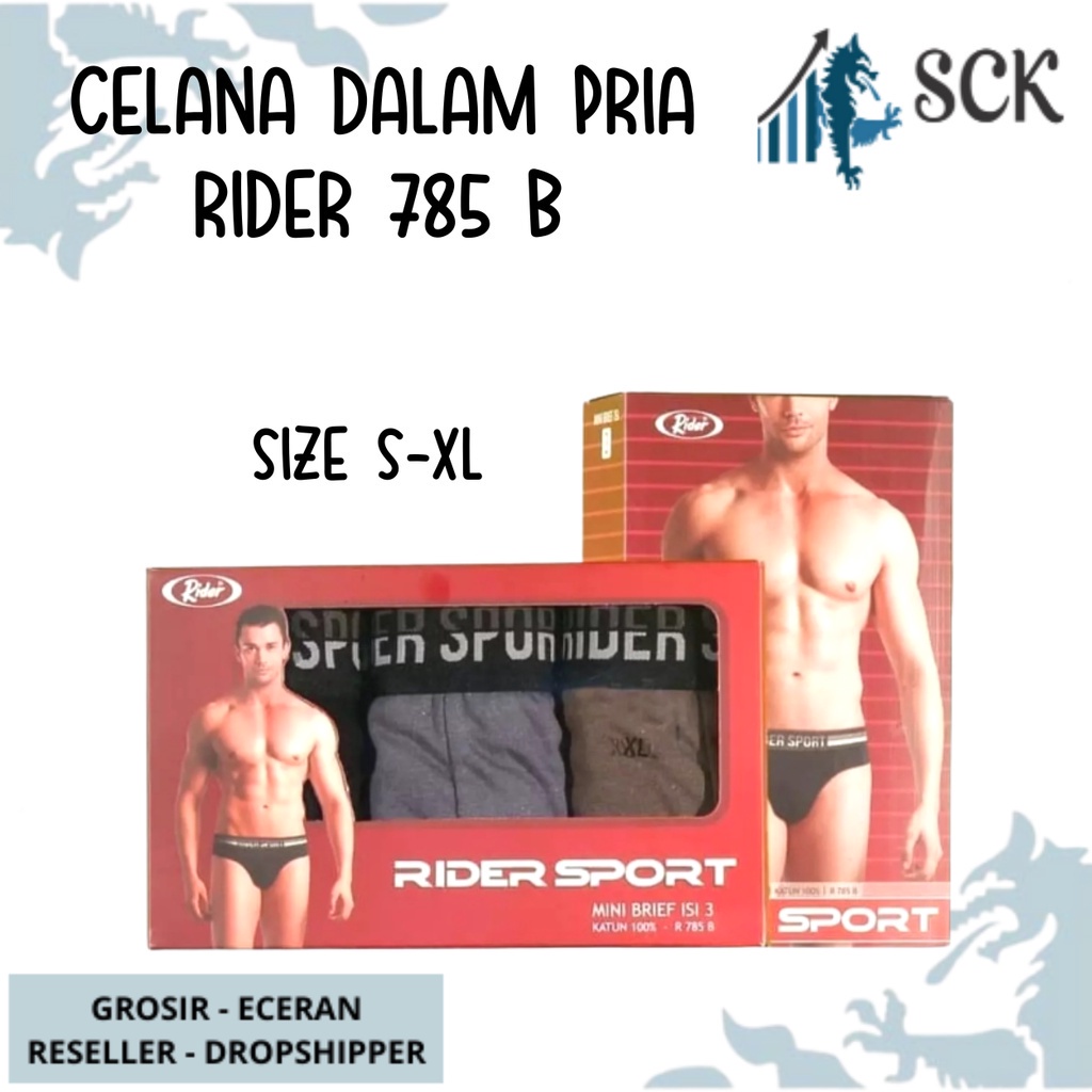 [ISI 3] CD Pria RIDER 785 karet Boxer / Celana Dalam Laki-laki / Pakaian Dalam Jumbo R785B - sckmenwear GROSIR