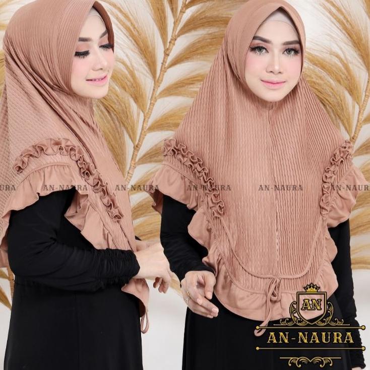 ♣ Hijab plisket list gotik pita terbaru an-naura / jilbab plisket pita rempel / bergo plisket murah 