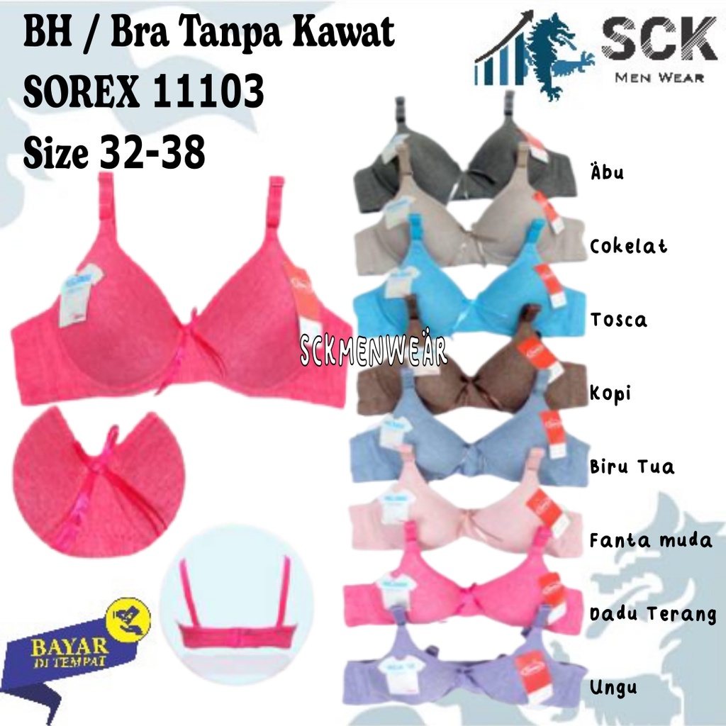 BH SOREX 11103 Melange Busa Tipis Tanpa Kawat Cup A Size 32-38 / Pakaian Dalam Cewek - sckmenwear GROSIR