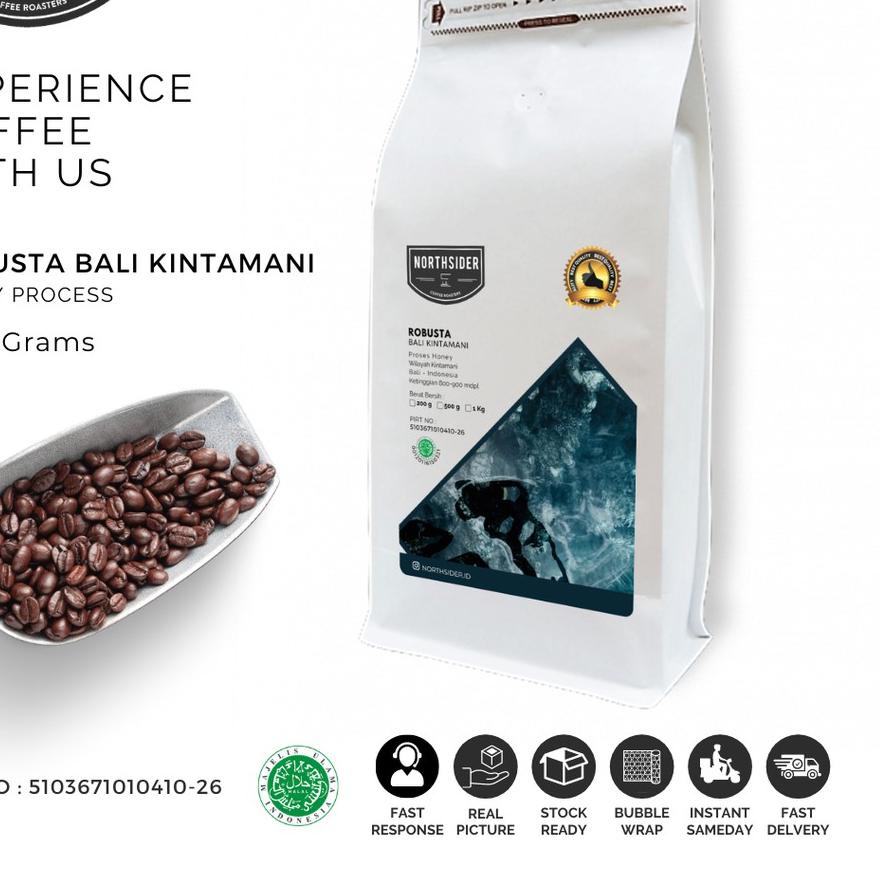 

✽ BIJI KOPI ROBUSTA BALI KINTAMANI HONEY-NORTHSIDER COFFEE 1KG ➧