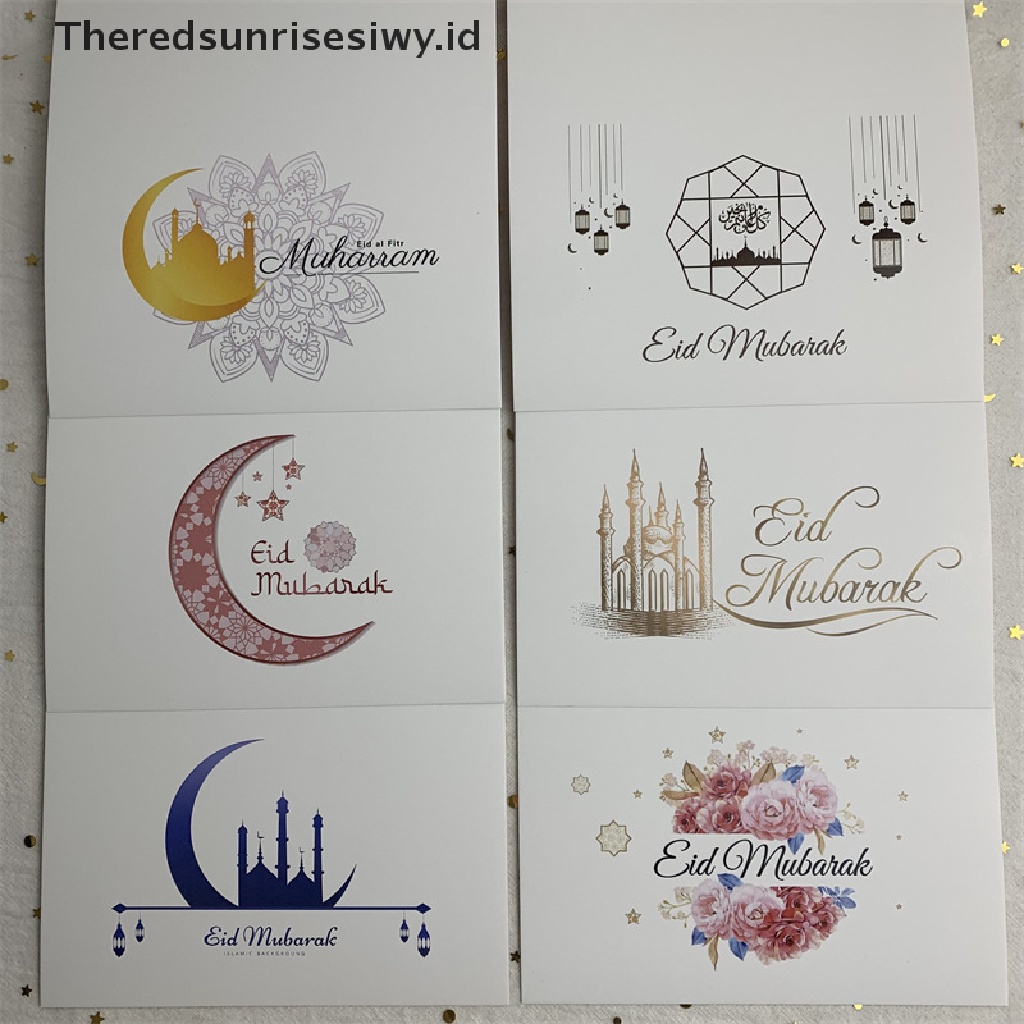 # Baju Lebaran # 6pcs Kartu Undangan Eid Mubarak Gereja Ramadhan Islami Muslim Greeg Card~