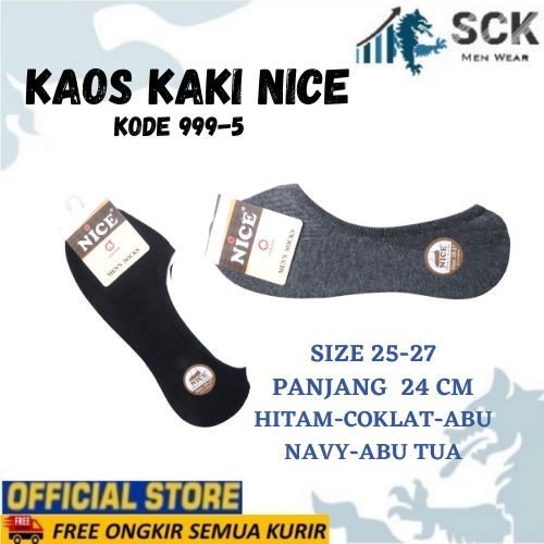 Kaos Kaki Pria NICE 999-5 Tumit POLOS / Kaus Kaki NICE Pria / Invisible Socks Cowok