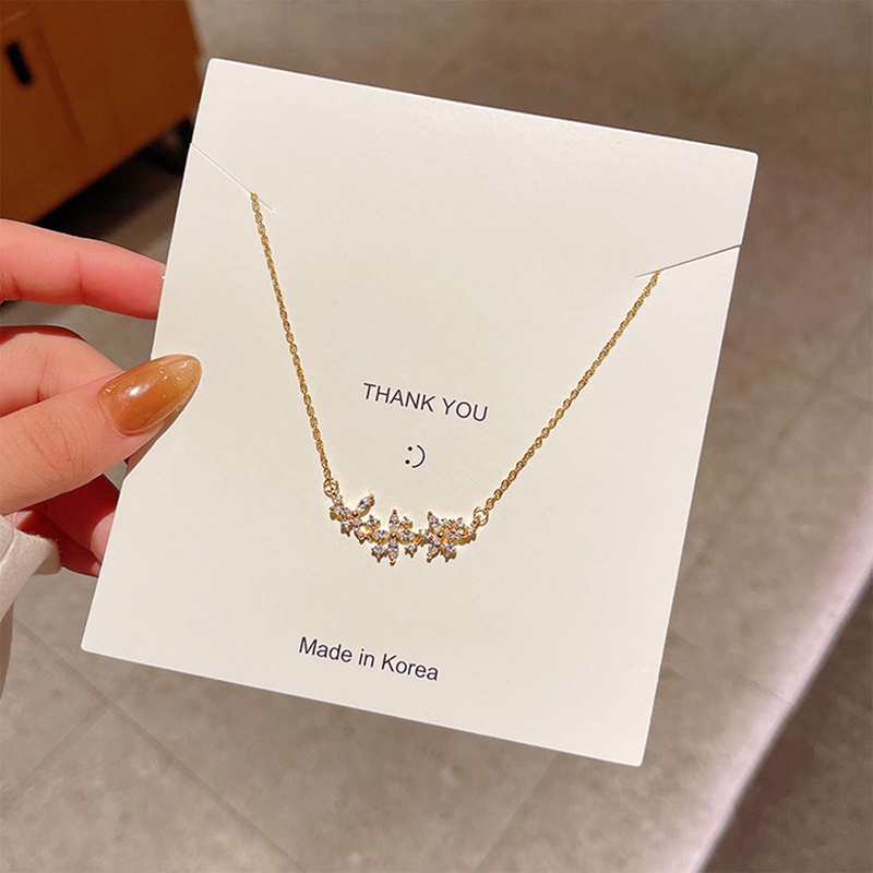 Titanium Steel Kelopak Bunga Liontin Kalung Untuk Wanita Fashion Mewah Zirconia Choker Kalung Perempuan Perhiasan Hadiah