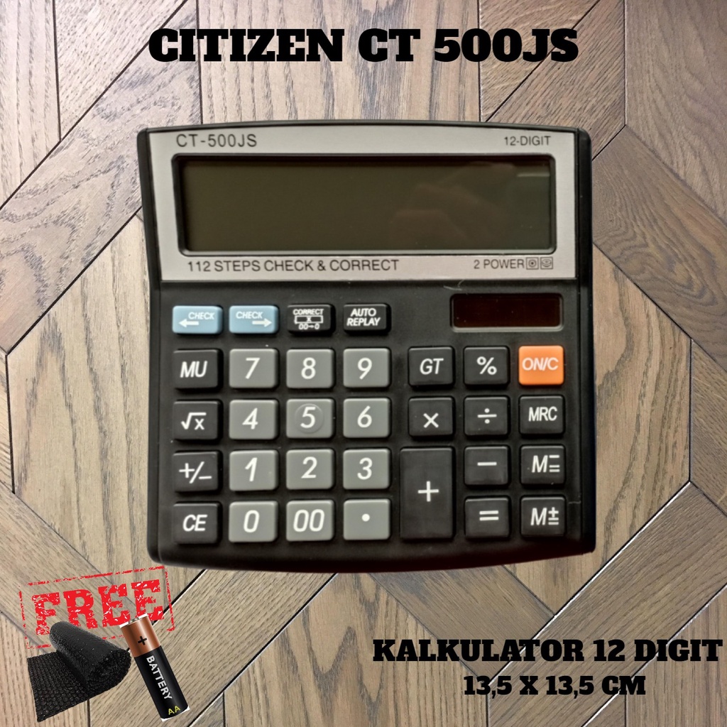 

Kalkulator Sedang Display 12 Digit Kantor Sekolah Dagang Auto 112 Step Ukuran 13,5 x 13,5cm CT 500JS