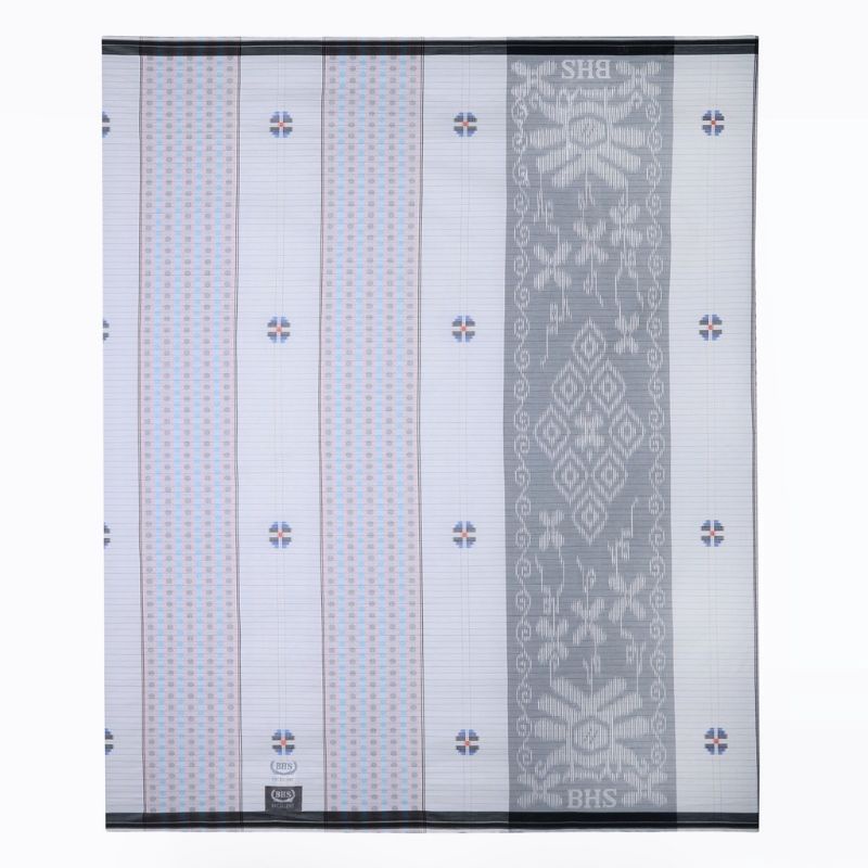 Sarung BHS Excellent Silver Motif Songket Crepe Oval Putih Biru / BHS SCO