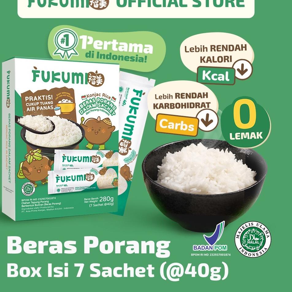 

BISA ✨COD✨ FUKUMI BERAS PORANG BOX SACHET - Fukumi Shirataki Beras Konjac Rice Diet isi 7 sachet x @40gr !
