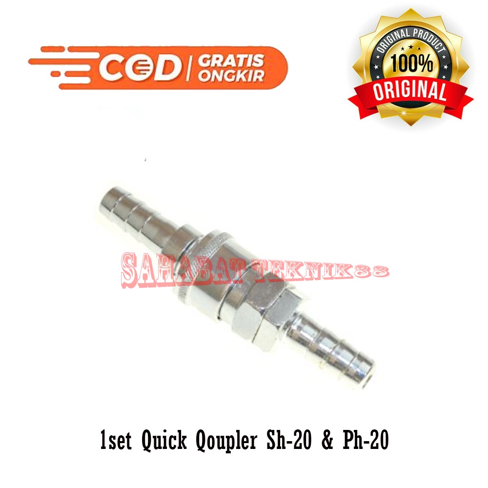 Quick Coupler Nepel Sambungan Selang Angin Kompresor SH20 Dan PH20 Set - Silver