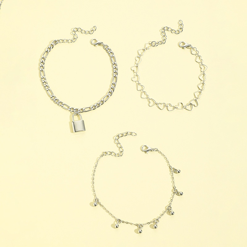 Gelang Kaki Sederhana, Kecil, Segar, Berbentuk Hati Jantung Hati Kreatif, Multi-layer Kunci Rantai Rumbai, Gelang Kaki Liontin