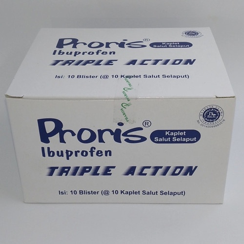 Proris 200 mg Box isi 100 Kaplet - Meredakan Demam, Sakit Kepala, gigi