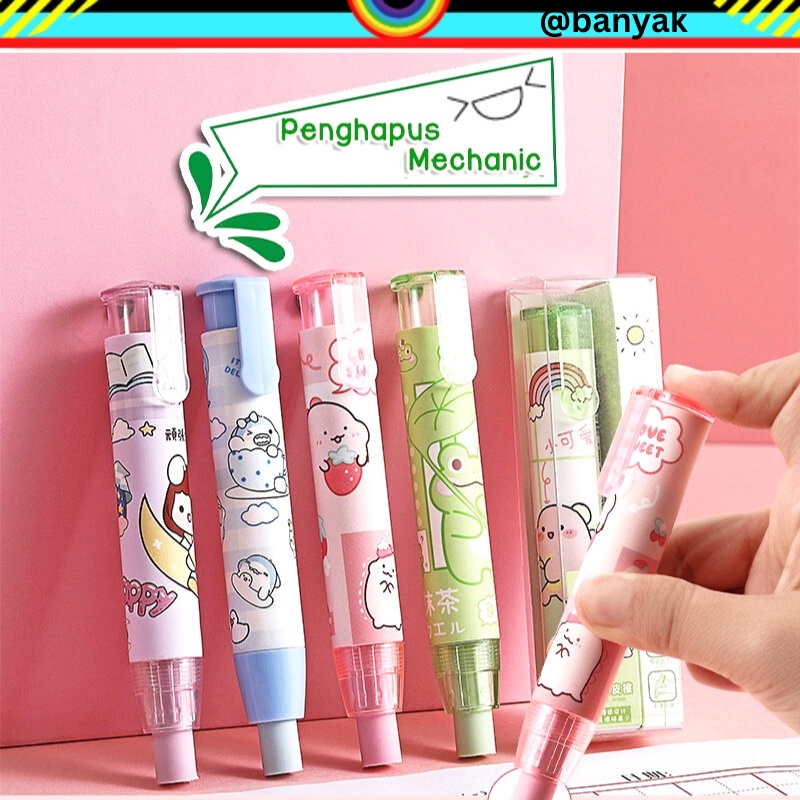 BUY 1 GET 1 REFILL PENGHAPUS MEKANIK LUCU ERASER MECHANIC ALAT KOREKSI PENSIL HAPUSAN MOTIF KARTUN LUCU PERLENGKAPAN ALAT TULIS SEKOLAH KANTOR @banyak