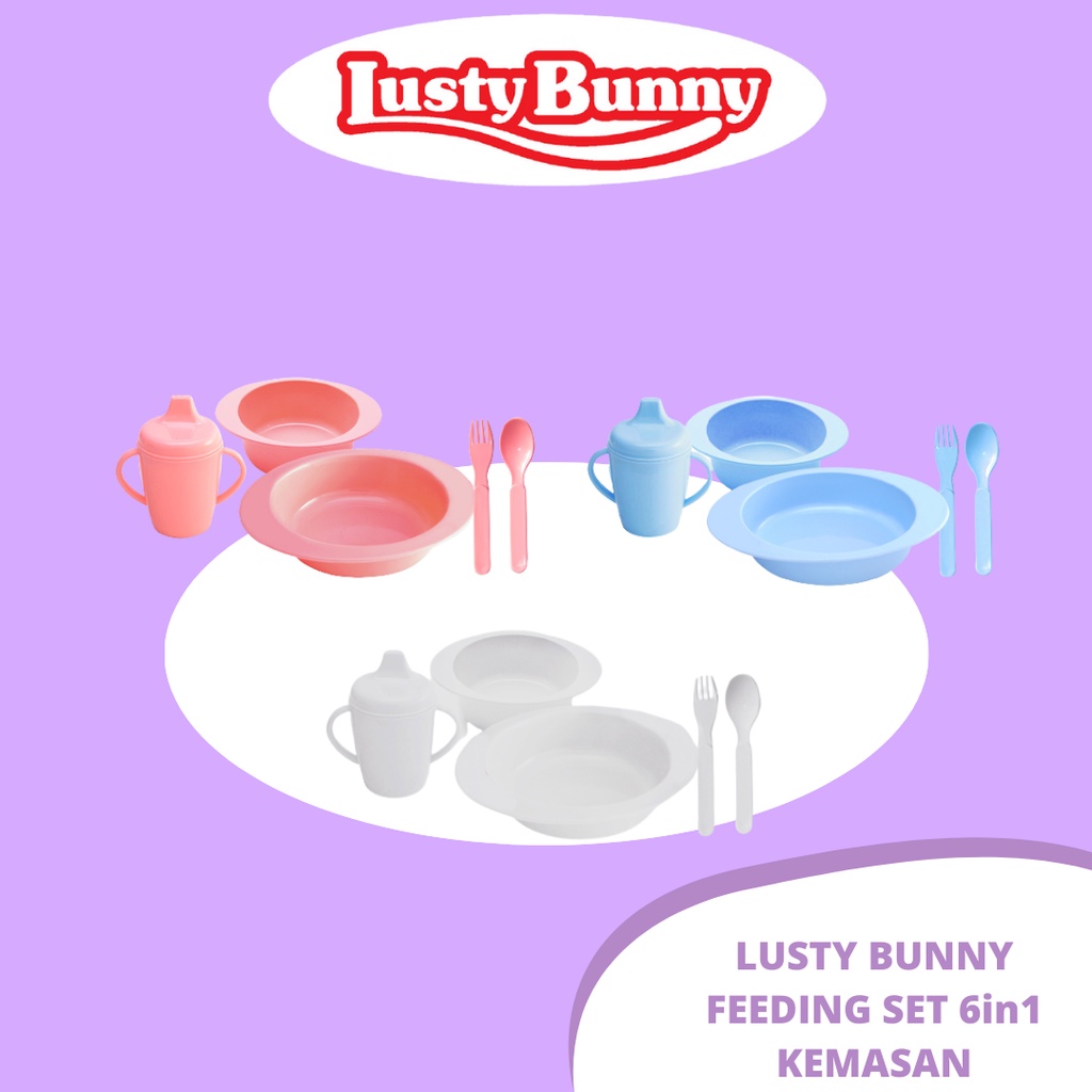 LustyBunny Feeding Set Kemasan 6in1 Peralatan Makan Bayi