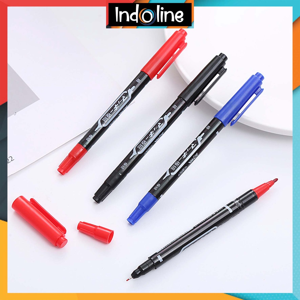 

✔️ Pulpen Spidol 2 in 1 Pena Marker Dua Fungsi Dual Tip Import COD