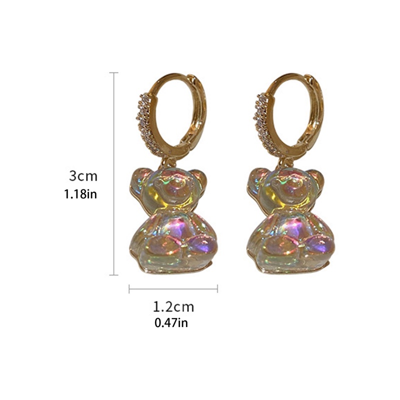Lucu Akrilik Permen Gummy Bear Menjuntai Anting-Anting Untuk Wanita Beruang Pelangi Anting Hoop Korea Fashion Perhiasan Gadis Manis