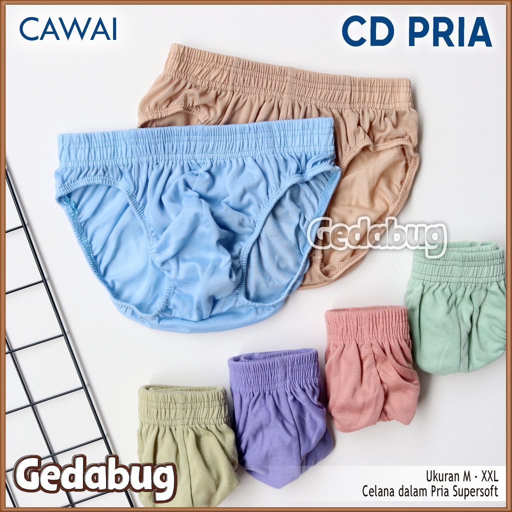 3 Pcs - CD Pria Cawai | Celana dalam pria Karet Kerut Murah berkualitas | Gedabug