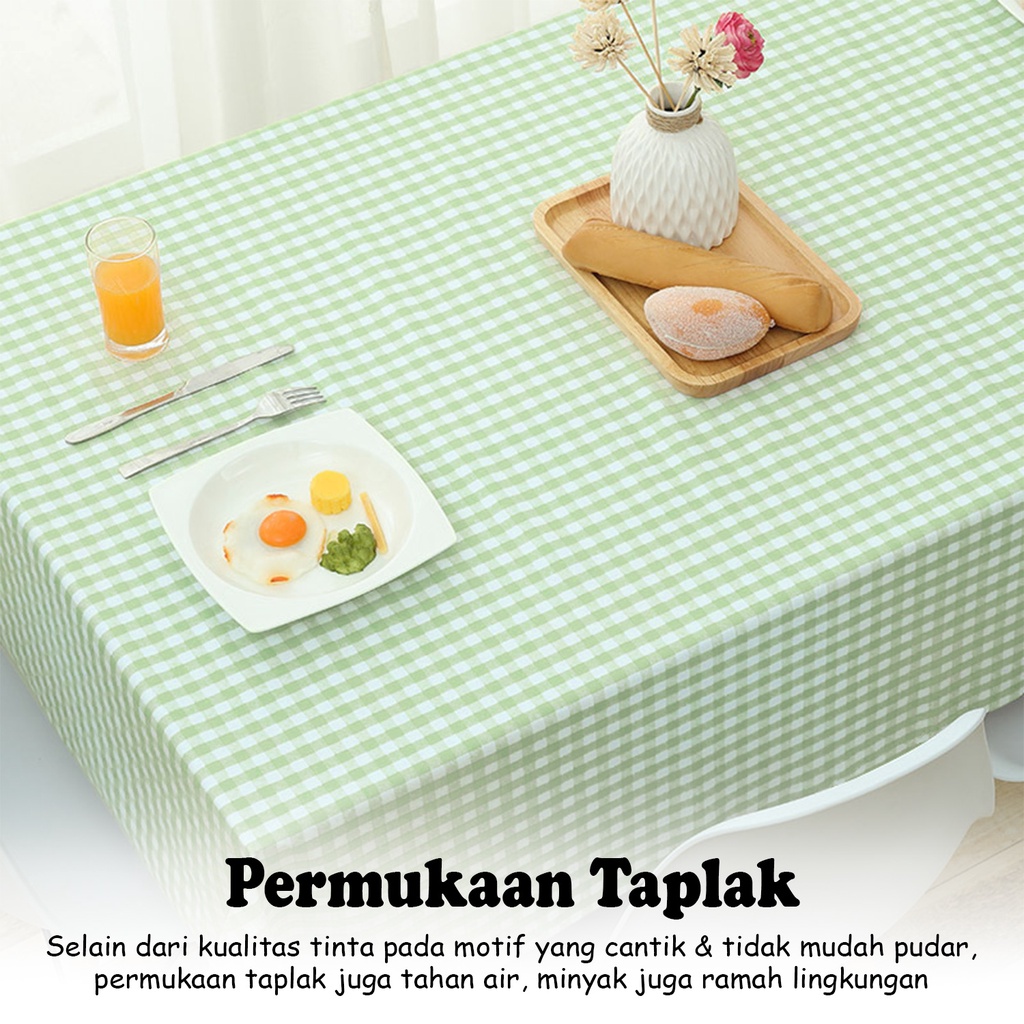 Taplak Meja Makan Persegi Panjang Premium Motif Kotak Ukuran 152x228cm Bahan PEVA Tebal Perlengkapan Rumah Tangga Import - D12-3D - 88 Blanketstore