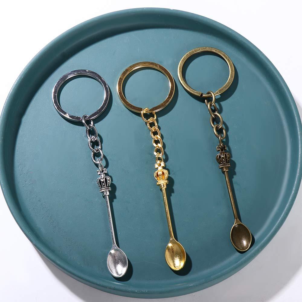 Lanfy Sendok Gantungan Kunci 57x9mm Vintage Liontin Ornamen Perhiasan Hadiah Handmade Craft Metal Key Chain