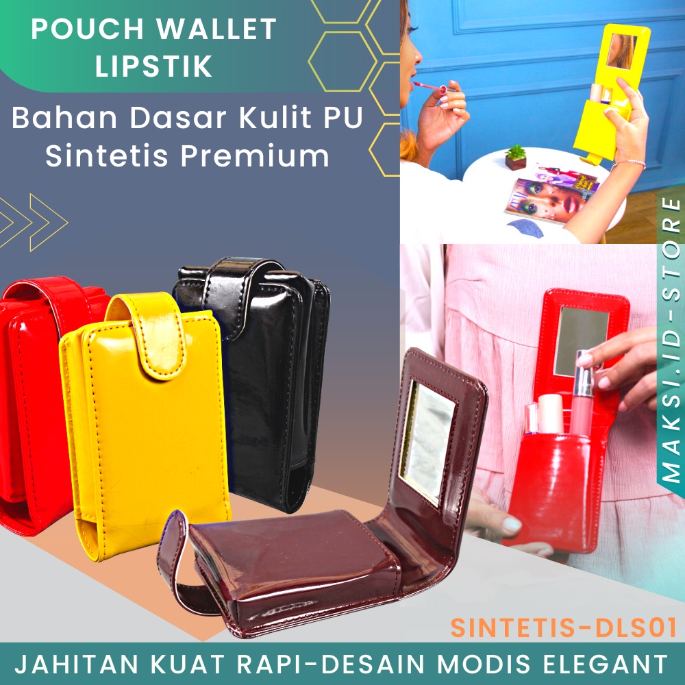 Dompet Tempat Lipstik Kancing Dompet Lipstik Pouch Lipstik Tempat Lipstik Kancing Dan Ada Kaca DLS01