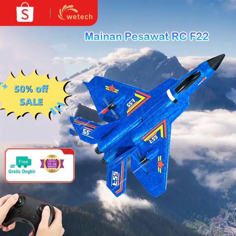 Wetech Mainan Pesawat RC F22 Terbang Remote Control LED Pesawat Glider Airplane Foam