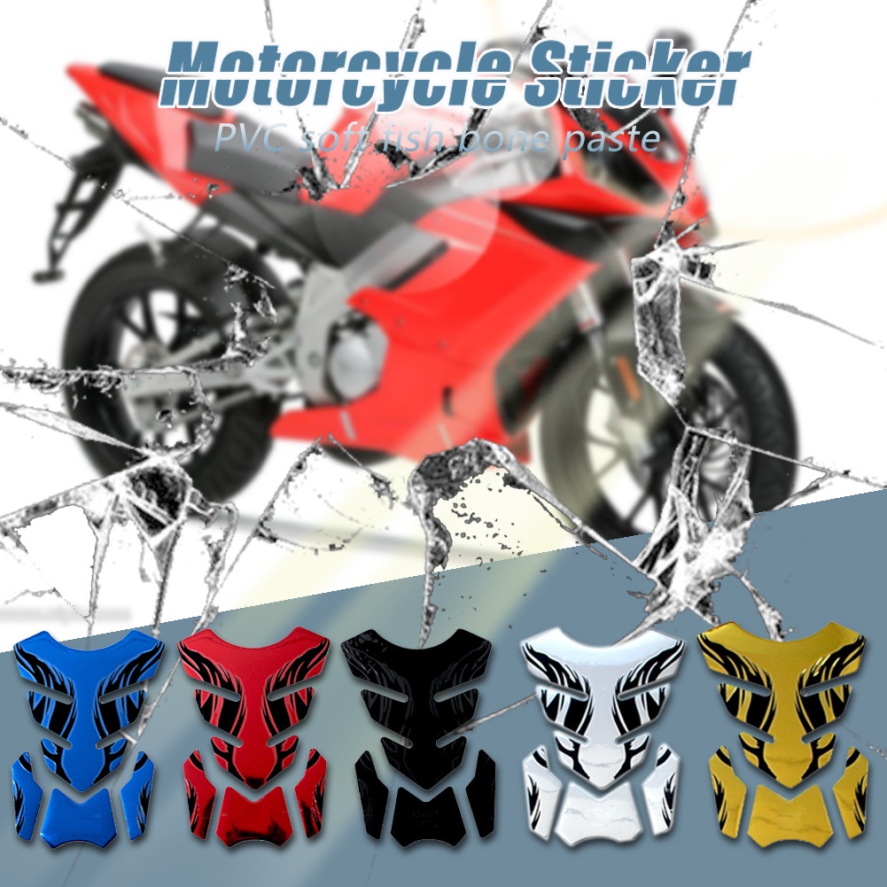 Universal Api Pola Tulang Ikan Anti Gores Karet PVC Scratch Cover Sticker Mobil Styling Stiker 3D Anti-Tabrakan Motor Tangki Minyak Stiker Motor Fuel Tank Pad Decal Sticker