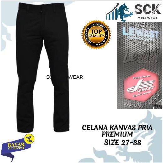 SCK - Celana Panjang Pria LEWAST JEANS HITAM ukuran 28-38 / Celana Kerja Pria Formal Basic - sckmenwear GROSIR