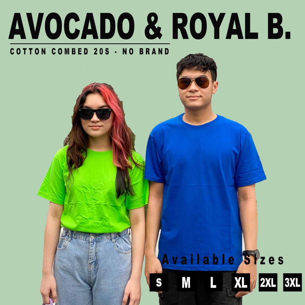 [TEBAL] KAOS POLOS ROYAL BLUE &amp; AVOCADO GREEN COTTON COMBED 20S | PENDEK PRIA WANITA KATUN 20S SHIRT S-XXL