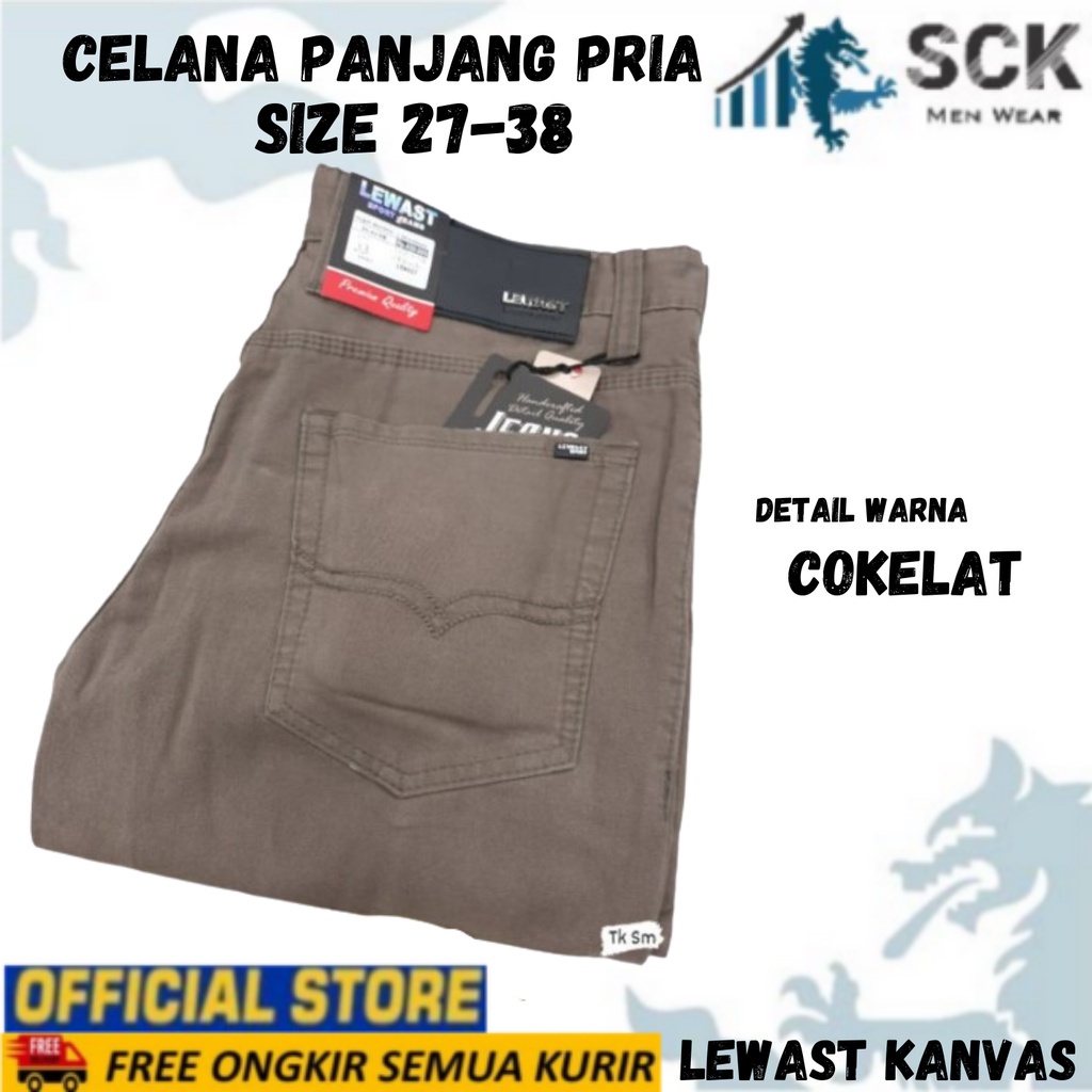 Celana Panjang Pria LEWAST KANVAS ukuran 28-38 / Pakaian Kerja Formal Laki-laki / Bawahan Basic Halus - sckmenwear GROSIR