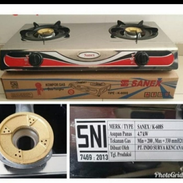 Terlaris Sanex K608S Kompor Gas Sanex K608S Kompor Gas 2 Tungku Bahan Stainless